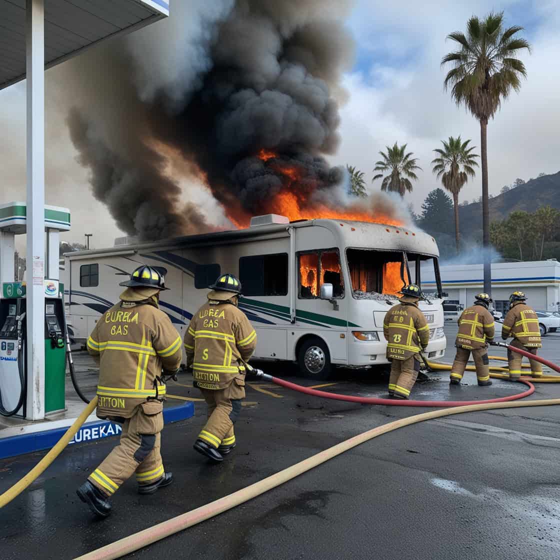 Firefighters Tackle RV Fire at Eureka Gas Station - RPlaceTravels