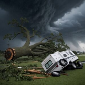 Read more about the article Severe Winds Uproot Tree, Flip RV in Choctaw Storm